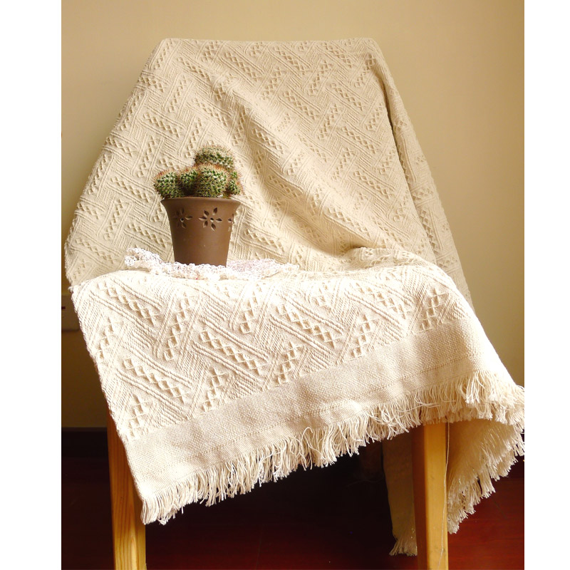 

American simple sofa blanket Nordic Mediterranean living room solid color cotton knitted tassel sofa line blanket LB62905