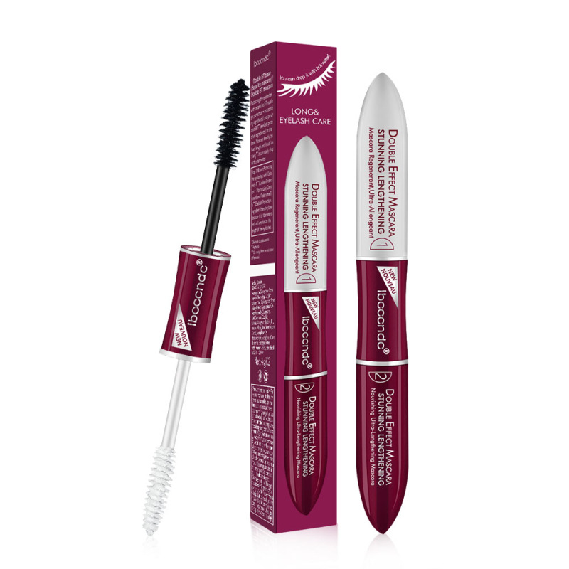 

2 IN 1 Black 4D Silk Fiber Lash Mascara Waterproof Volume Double Lengthening Curling Eye Base Mascara, Picture color