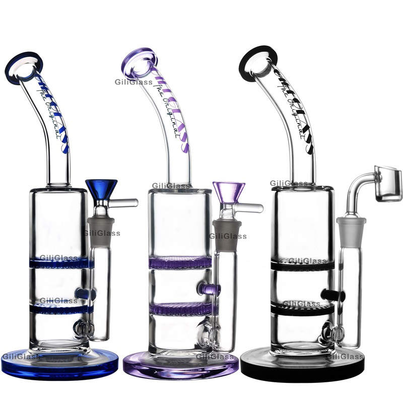 

Honeycomb Perc Glass Bong quartz banger bowl bongs dab oil rigs Water Pipes heady wax rig pipe Filter Diffuser Percolator purple black Thick