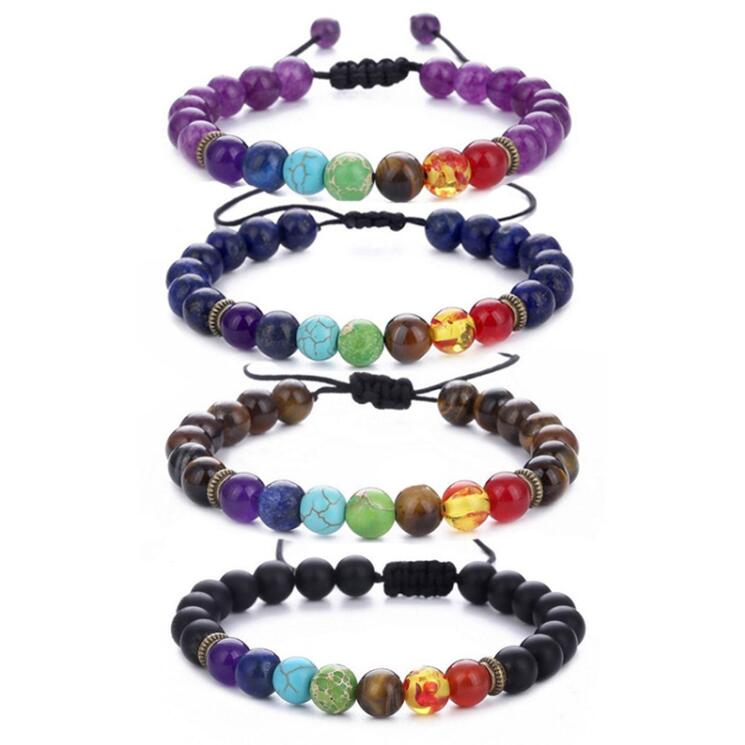 

Wholesale Natural Stone charm bracelet Lapis lazuli amethyst Frosted beads chains rope Bangle luxury designer jewelry women bracelets A0151