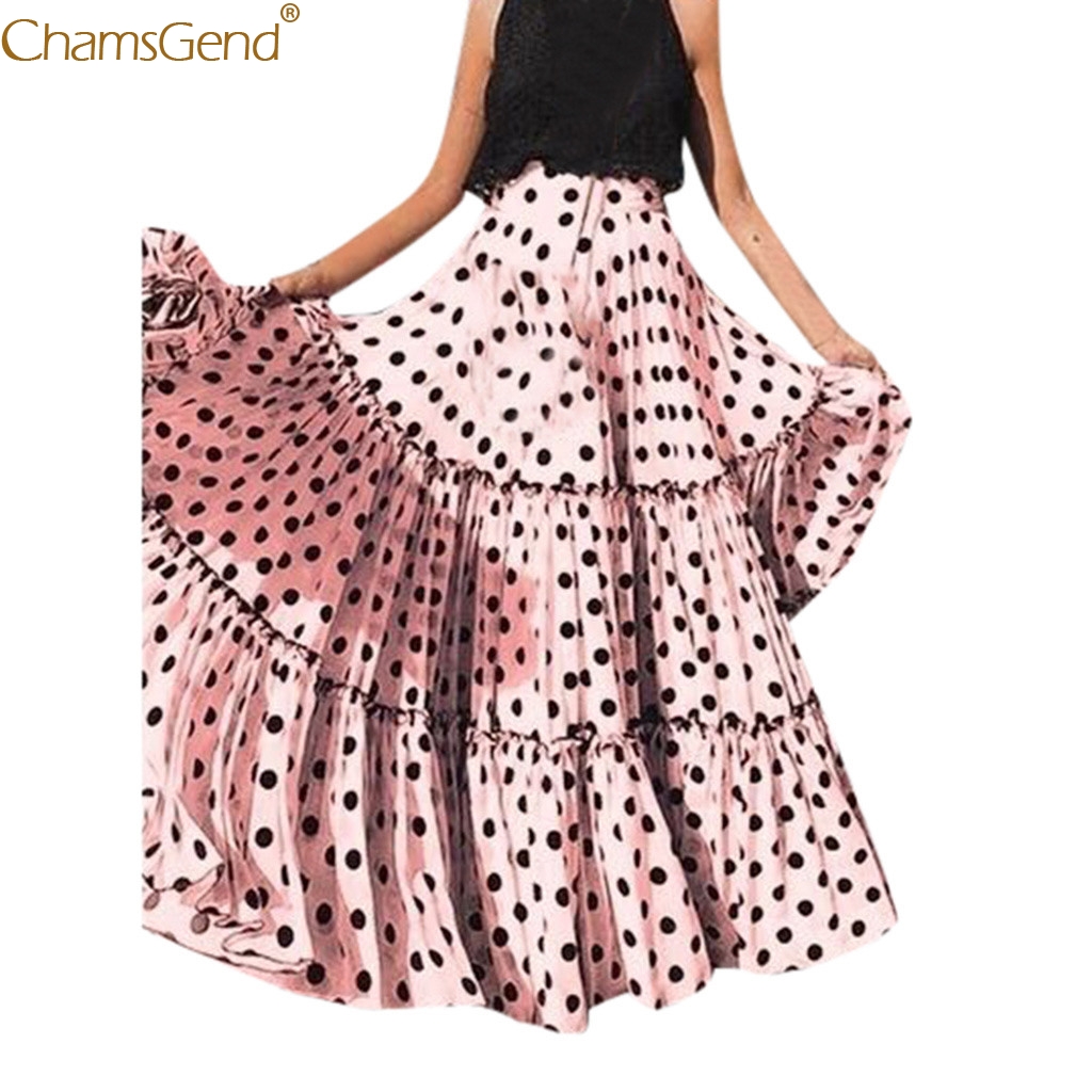 

Printed Long Skirts Womens Maxi Skirt Skirts Womens Plus Size High Waist Polka Dot Printed Ruffled Pleated Women May, Ye
