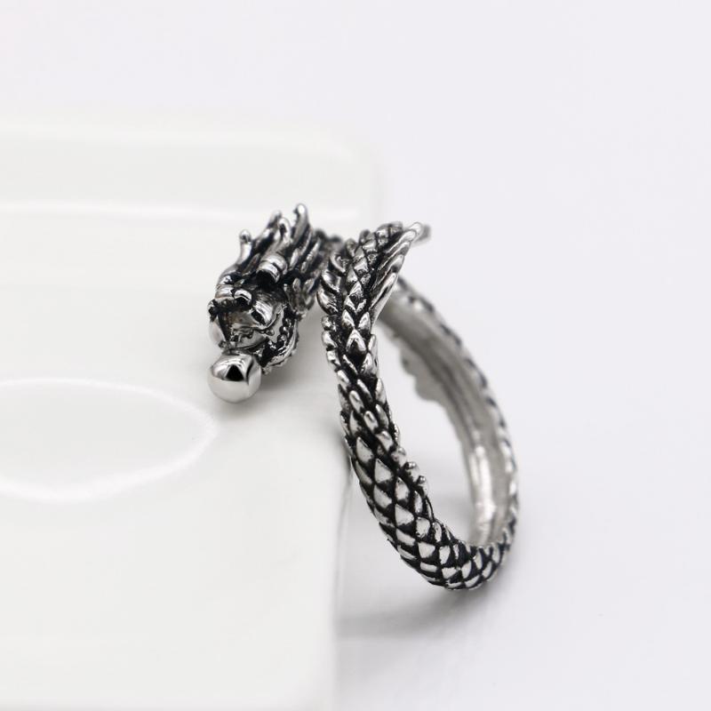 

Cluster Rings Vintage Chinese Style Fashion Dragon Ring Man 100% 925 Sterling Silver Width Personality Thai Tilver Woman Jewelry