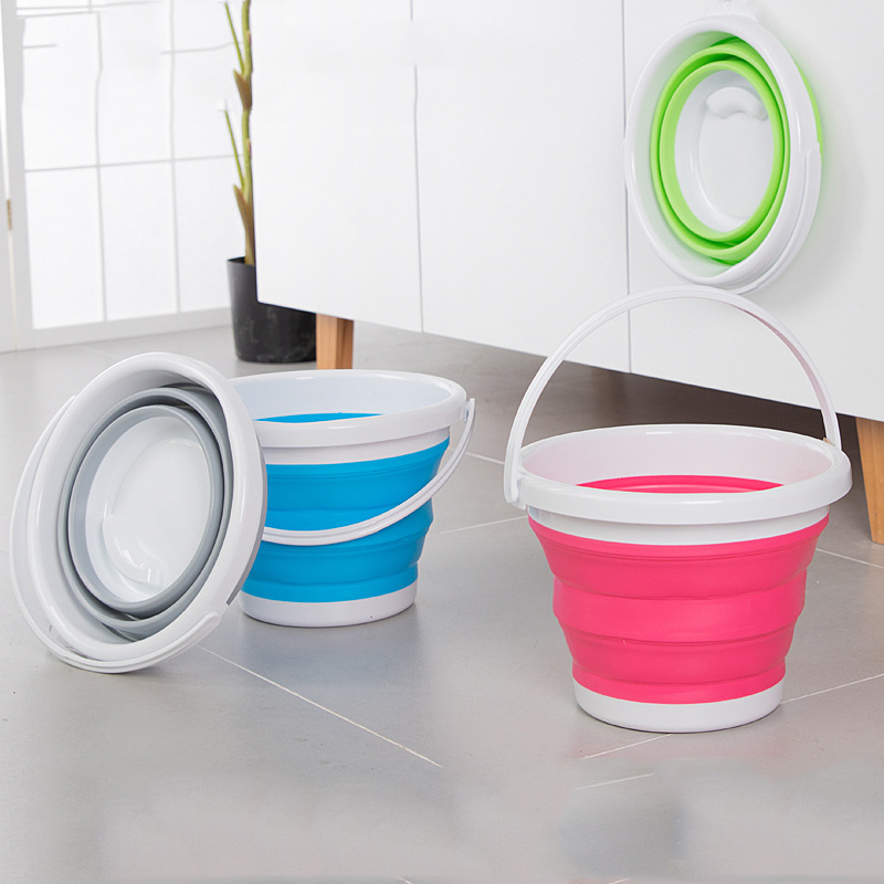 

New Arrival Silicone Folding Bucket Large Capicity Save Space Washabe Fishing Camping Car Bucket Foldable Kitchen Items VT0245