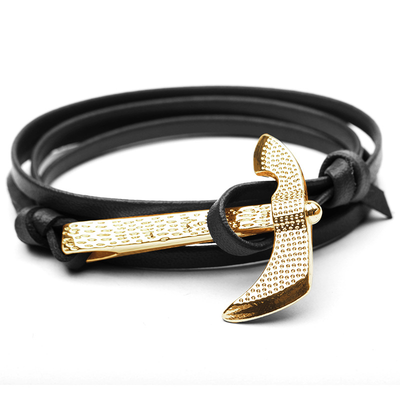 

Fashion Jewelry designer Leather rope Bracelets Men Women luxury Charm gold axe Bracelets Magnet Man bangles 30