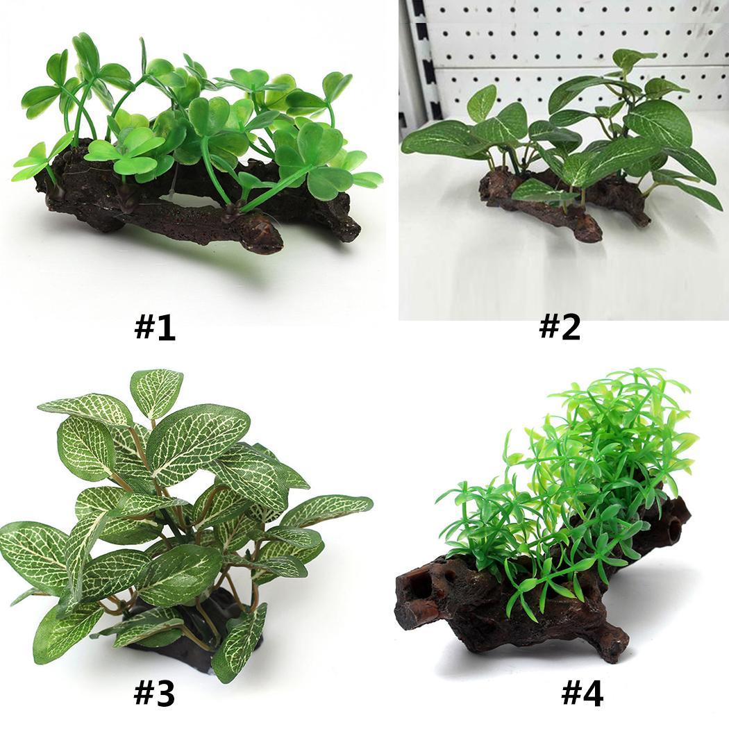 2019 New Artificial Aquarium Fish Tank Plastic Wooden Plant Water