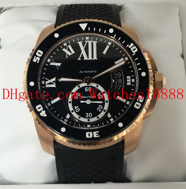 

Top Quality Diver 18k Rose Gold W7100054 Black Dial Mens Machinery Automatic Sports Wrist Watches Christmas Gift Men's Watches