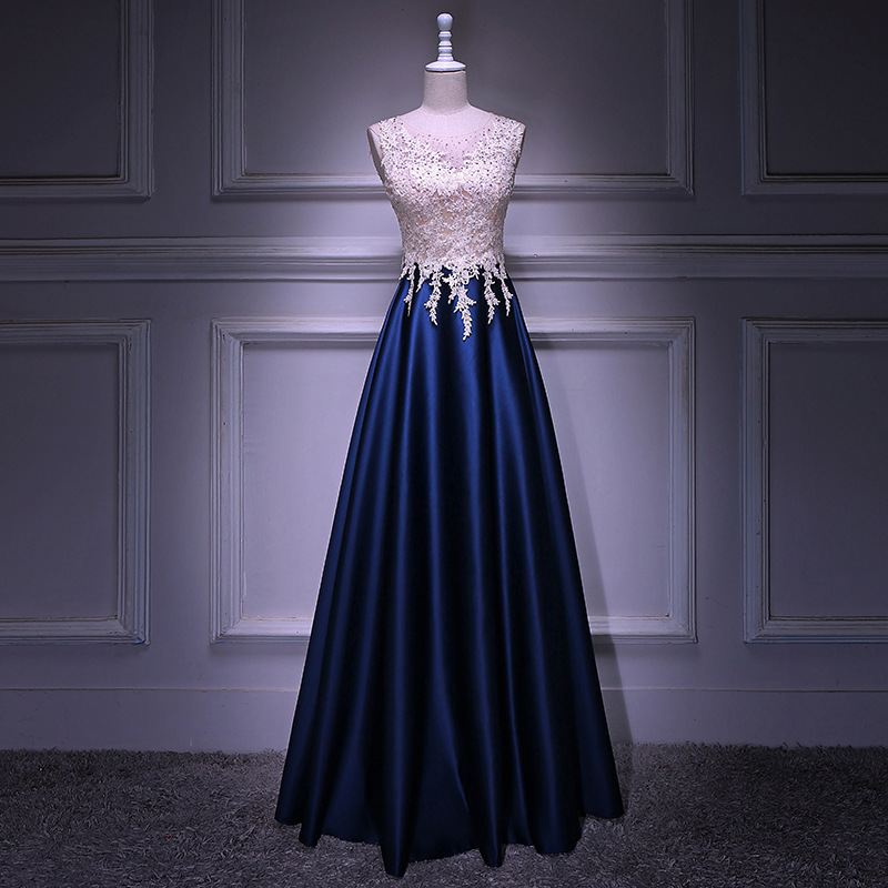 

Woman Party Ceremony Dresses Long Dress O Neck Lace Satin Beading Floor Length dressVestido, Short red