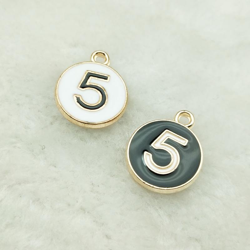 51x Black Mixed Double-sided Alloy Enamel Letter Charms Dangle Pendants 12~20mm