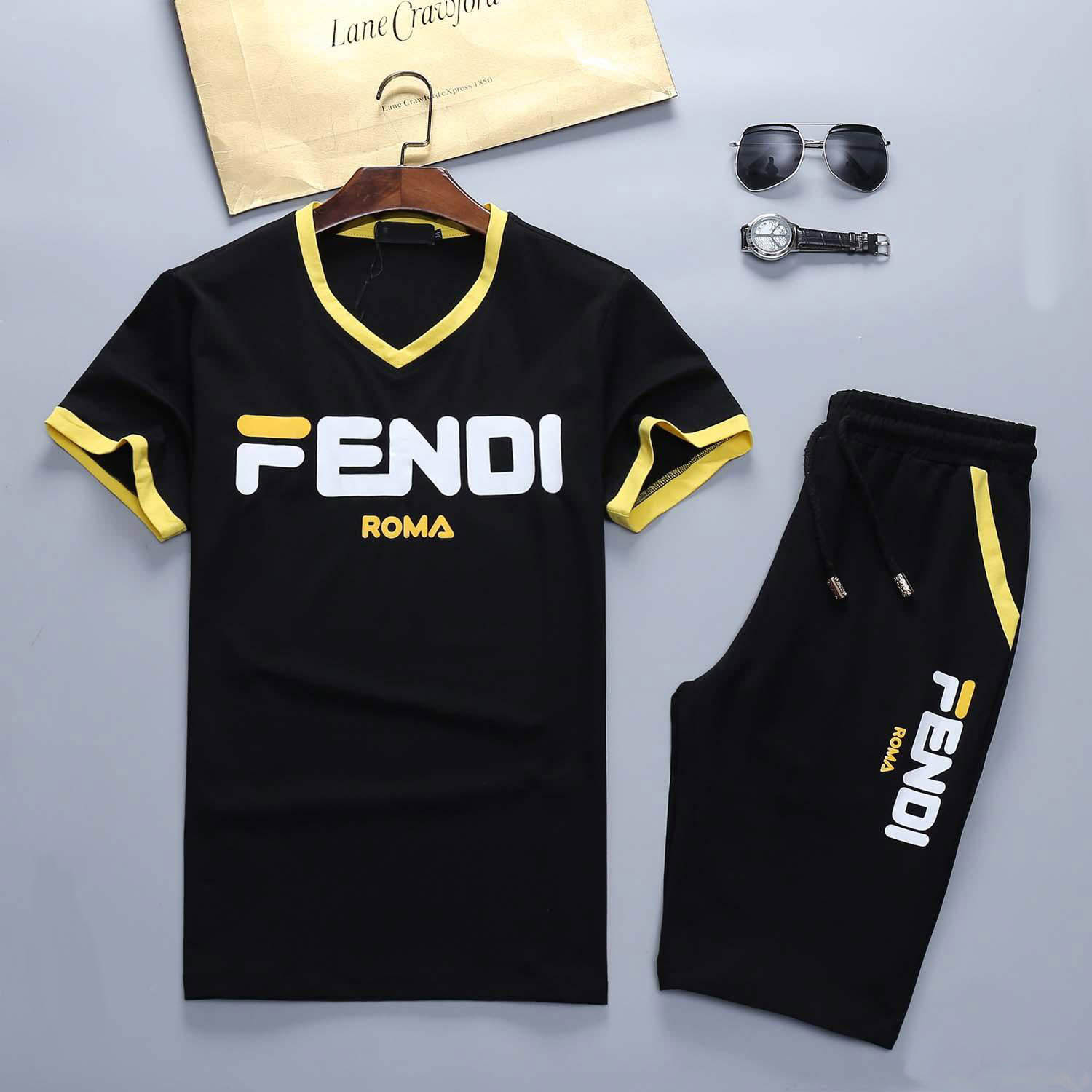 fendi shorts and t shirt set