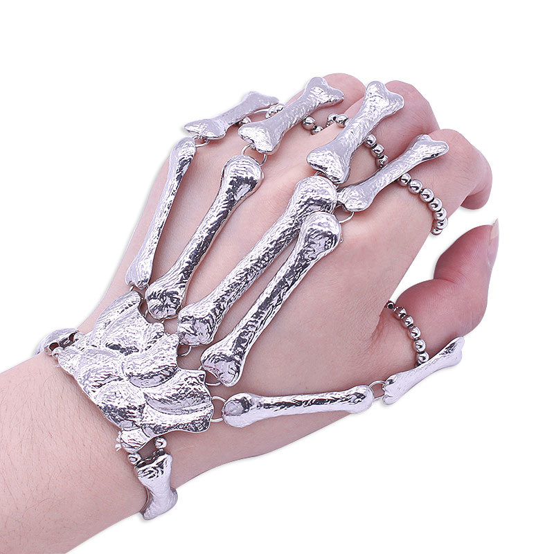 

Gothic Punk Skull Finger Bracelets For Women Nightclub Skeleton Bone Hand Finger Flexible Bracelets Bangles Halloween Gift