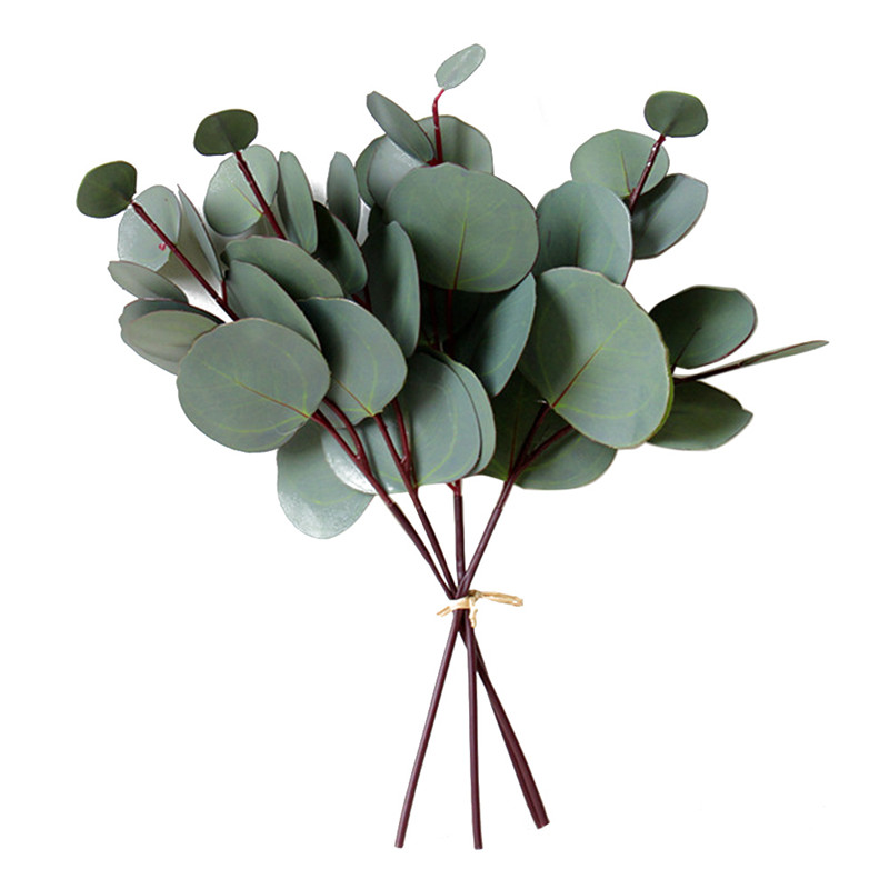 

4/8/10pcsArtificial Eucalyptus Leaf PVC Floral Stem Faux Greenery Eucalyptus Leaf for Wedding Decoration Party Home Craft Plant, 4pcs-1