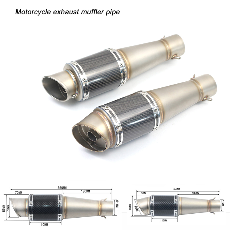 

Moto-short Exhaust Muffler Pipe Link 51mm Headed Silencer System with DB Killer Stainless steel Universal Exhaust
