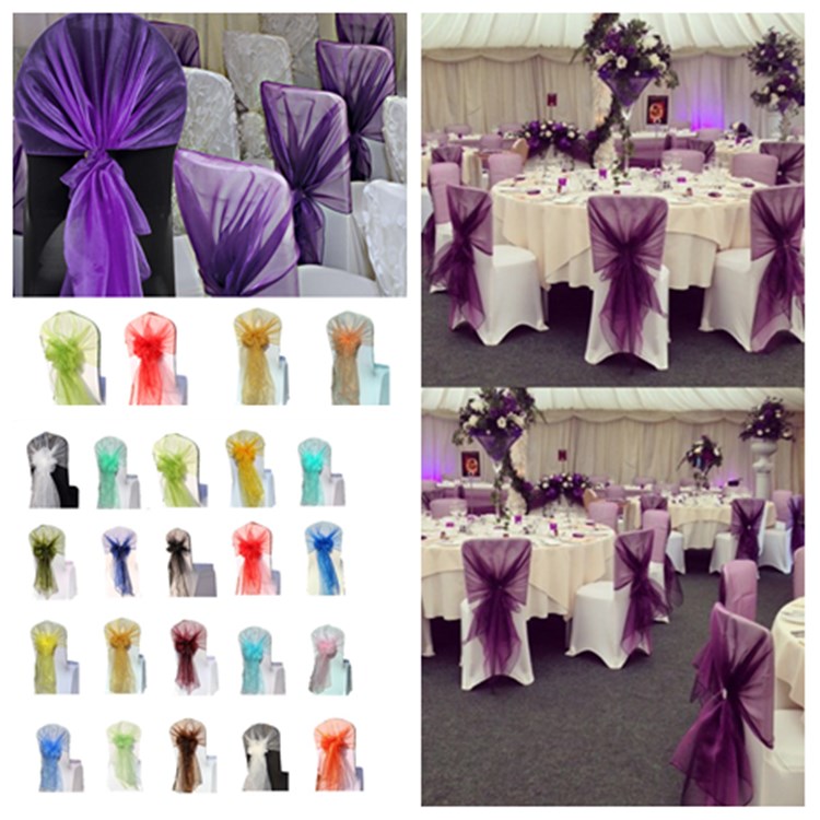 * * * 275/ cm organza chaise rubans n/œuds rubans de housse de chaise pour mariage banquet f/ête d/écoration 18/ *