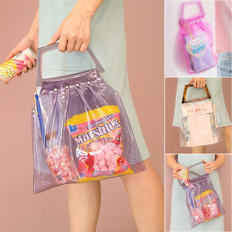 

Transparent Jelly Handbag Summer Fresh GIRL'S Beach Bag handbags women bags, Pink