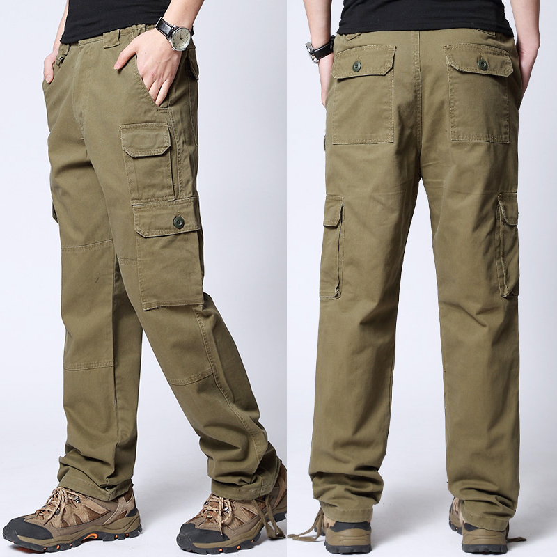 

Free shipping Summer thin loose casual trousers male plus size long trousers cotton straight cargo large pants overalls L-6XL, Champagne