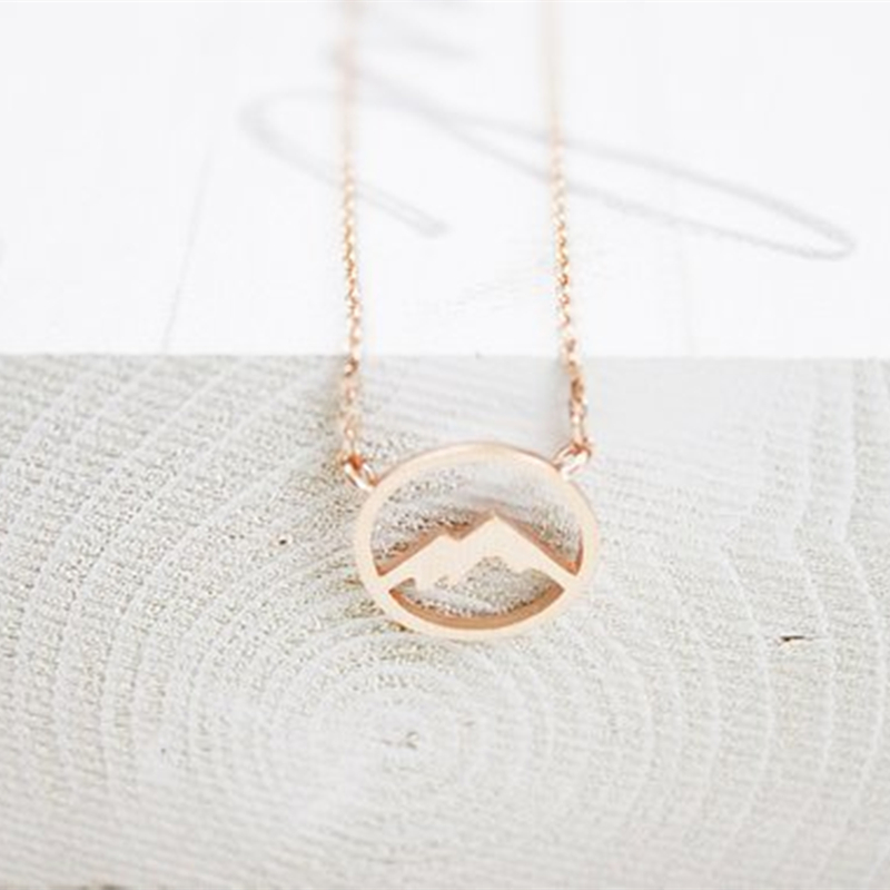

Pendant Necklaces Wholesale Simple Jewelry Range Mountain Necklace Women Bridesmaid Gift Stainless Steel Choker Circle Collare Femme 2021
