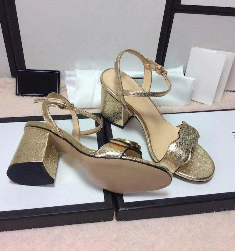 

Luxury Leather Sandal Women Designer High Heels With Double Gold-toned Lady Summer Sexy Shoes Mid-heel 7.5-10.5cm Patent Leather Thrill Heels NO21, Sock