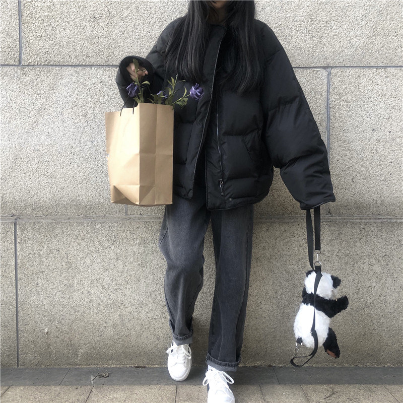 

Control to film base contracted joker round collar suit coat female warm bread, Black