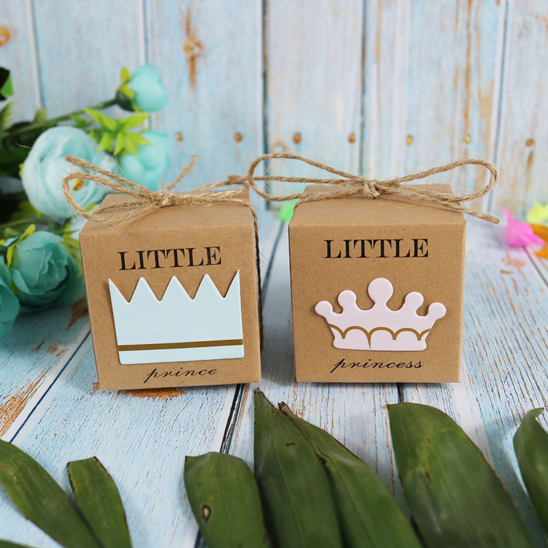 

50pcs/lot Mini Kraft Cake Box Kraft Box Packaging Baby Shower Candy Princess Birthday Party Supplies