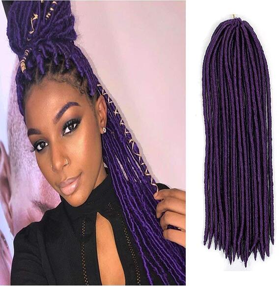 

6 Packs Full Head Dreadlock Purple Synthetic Hair Extensions Crochet Braids Soft Faux Locs Synthetic Braiding Dreadlock Express Shipping, As your choice