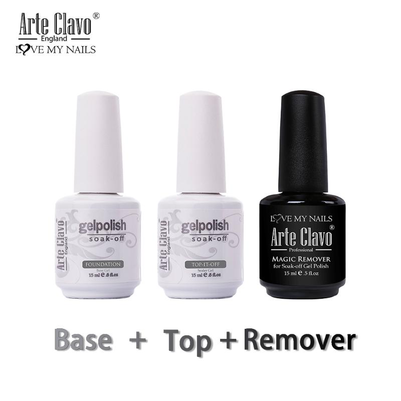 

Arte Clavo 15ml Top Base Coat Primer Foundation Magic Remover Gel Nail Polish Lacquer Nails Art Manicure Varnish Hybrid Soak Off, 15ml top coat