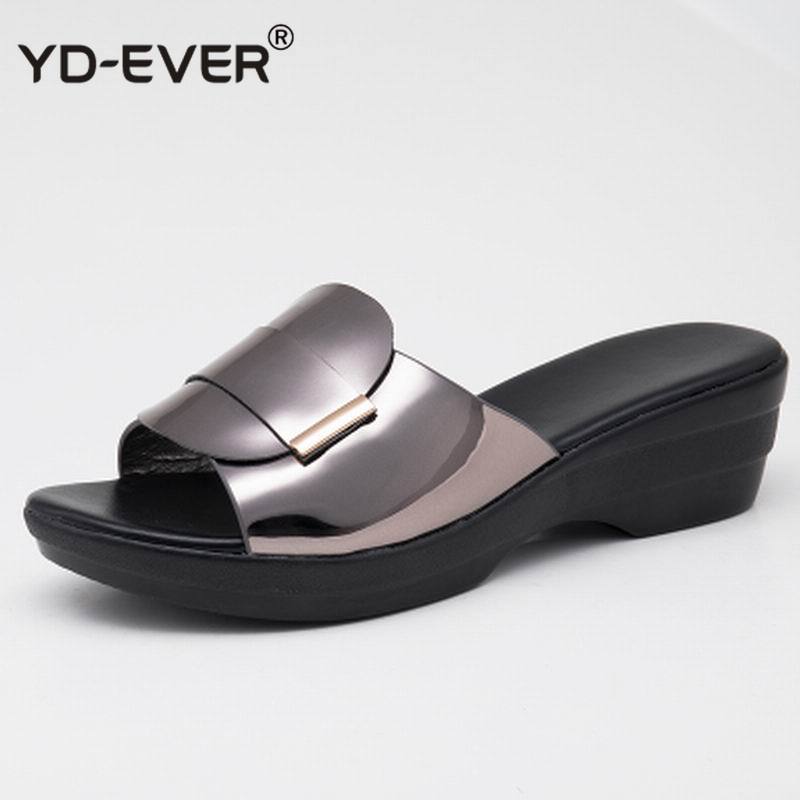 

Women's Slippers Sandals 2020 Summer 4.5cm High Heels Women Shoes Woman Slippers Summer Sandals Casual Shoes, 1812 black