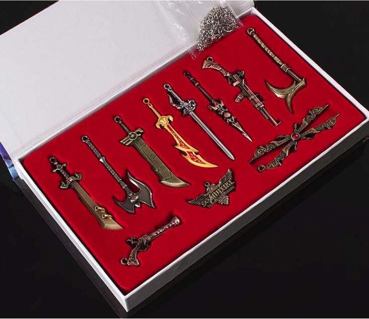 

original box league of legends lol 11 collector's edition boxed lol characters weapons keychain toy pendant for car key bag online