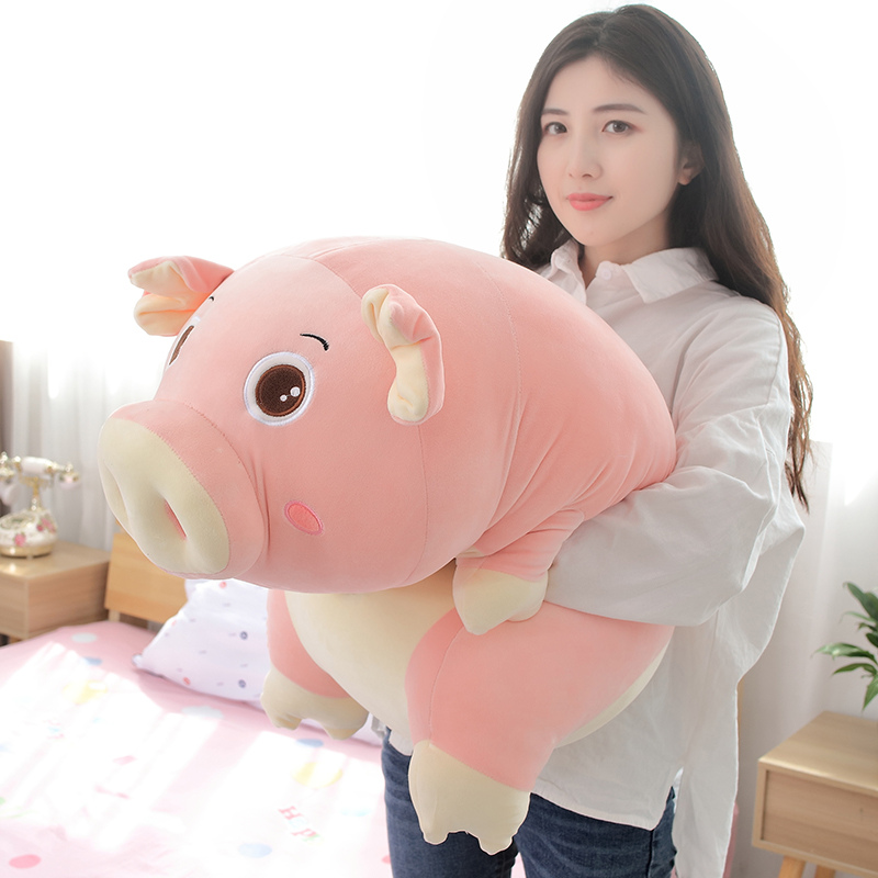 

kawaii pink pig plush toy giant girl holding sleeping pillow doll long strip piggy pillow for girl sweet gift 43inch 110cm DY50606