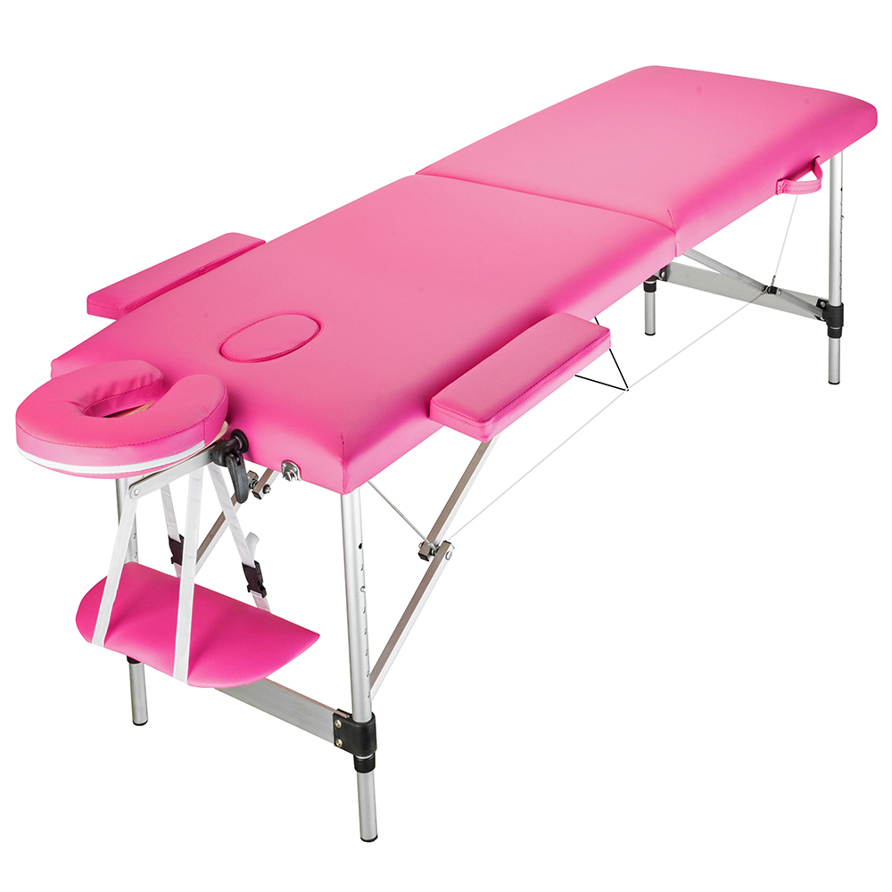 

WACO Massage Bed Table, Portable 2 Folding Multi-Function Spa Furniture, Adjustable Facial Cradle Salon Beds, 73x24x25inches - Pink