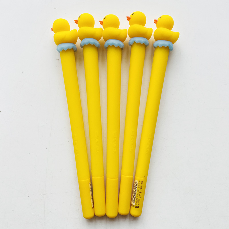 

1X Lovely Yellow Ducks Silicone Gel Pen Rollerball School Office Supply Stationery Black Ink 0.5mm