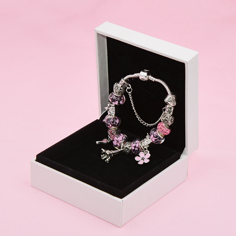

New Charm Tower Pendant Bracelet for Pandora Platinum DIY Beaded Lady Elegant Bracelet with Original Box Holiday Gift
