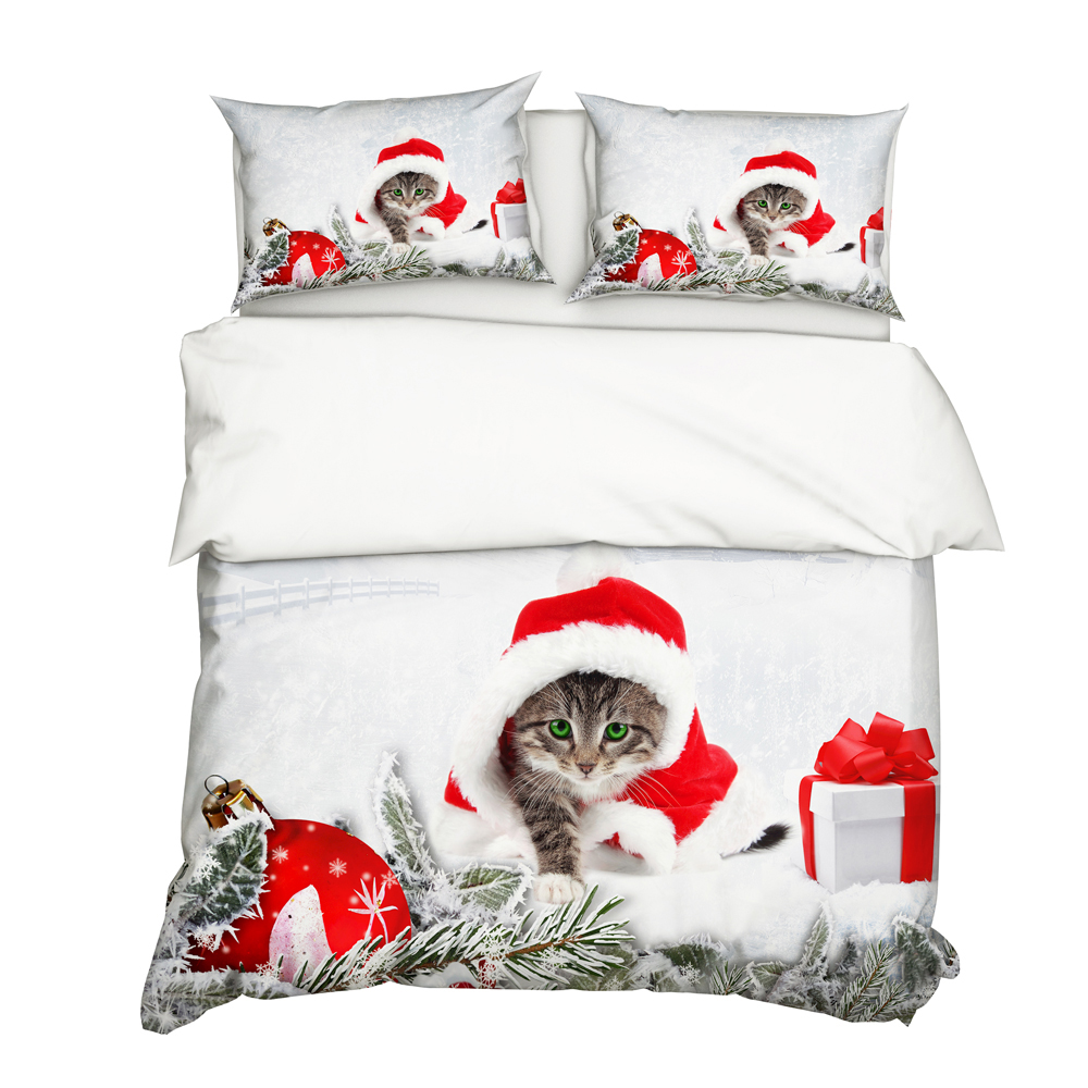 

3Pcs/Set Christmas Style 3D Snowman Printed Pattern Duvet Cover with 2Pcs Pillowcases Bedding Set Bedclothes Bedroom Supplies