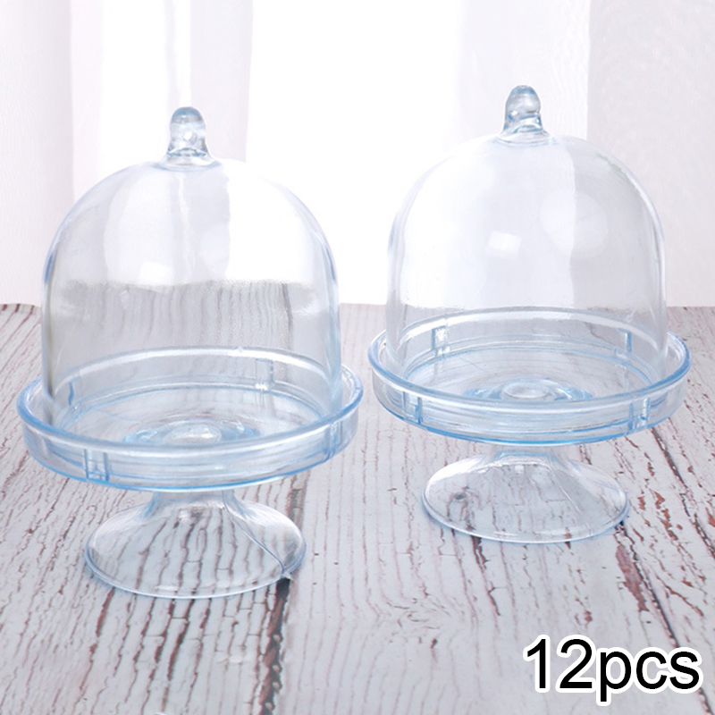 

12x Plastic Transparent Tray Candy Boxes Cupcake Holders Wedding Birthday Party