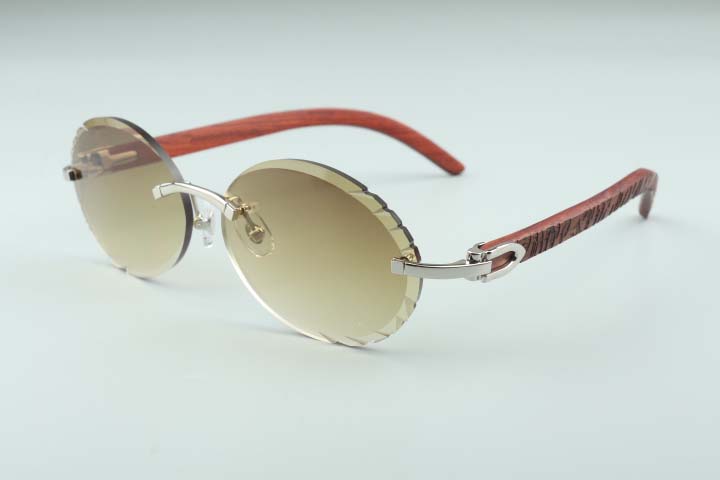 

Newest A3524016-8 fashion classic cutting lenses sunglasses, natural tiger wooden temples retro oval glasses, size: 58-18-135mm
