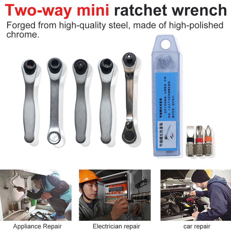 

Hand Repair Tools 1/4"Mini Ratchet Wrench Double Ended Torque Socket Wrench 72 Teeth Spanner Repair Tools