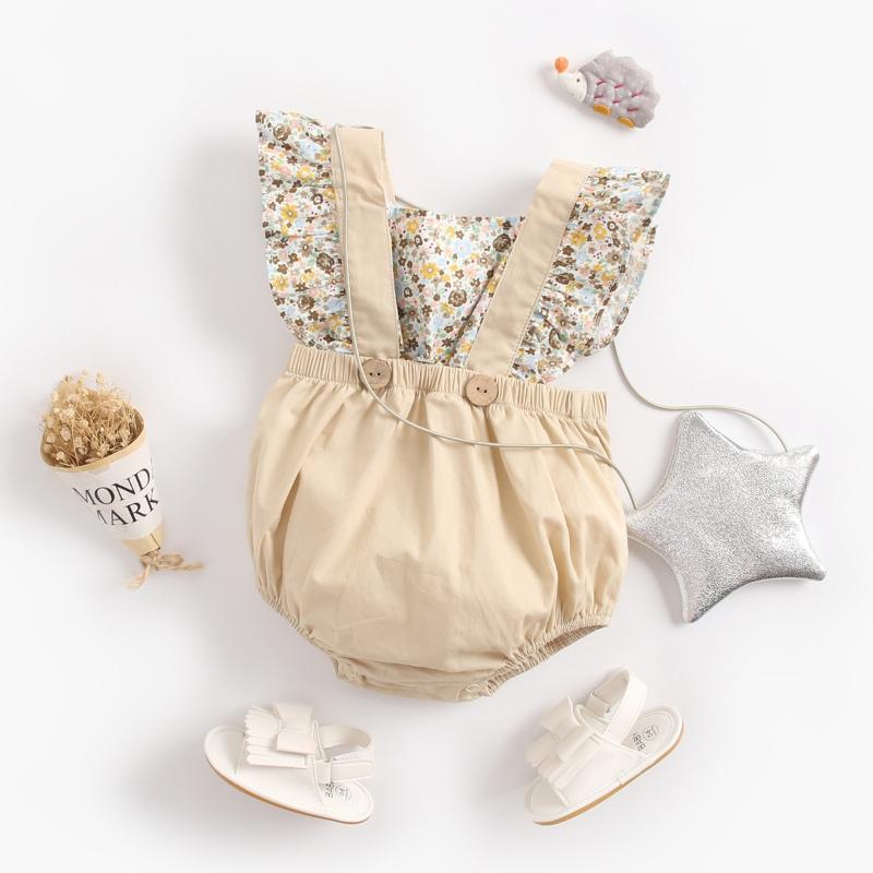 

Newborn Girl Jumpsuit Summer New Baby Clothes Sleeveless Pure Cotton Costume Girls Lace Floral Print Toddler Cute Rompers 1pc, 9043