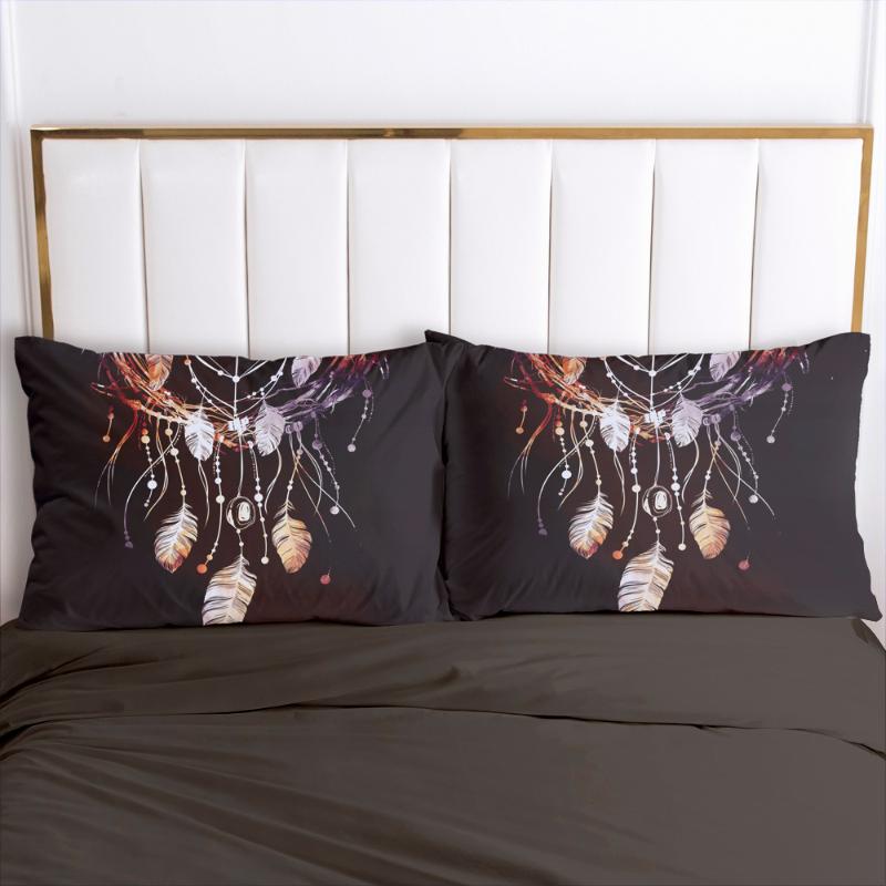 

2PCS 3D Pillow Cover 65x65 60x70 Dreamcatcher Decoration Throw Pillow Cases Bedding PillowCase Customize any size design, Bohemian 039-black-p