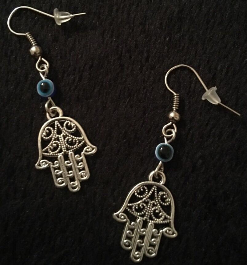 

50Pair Vintage Silvers Hamsa Hand Charm Earrings Hand of Fatima Spiritual Yoga Buddha Evil Eye Fish Ear Hook Eardrop Drop Earrings For Women, Golden