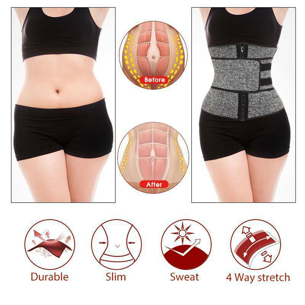  2020 Hot Sweat Waist Trainer Slimmer Trimmer Zip Belt Body Shaper Workout Solid Belts Plus Size Y200501  