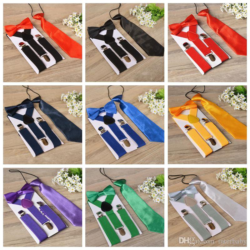 

Baby Suspenders With Tie Bowtie Outfits Clip-on Y-back Braces Bow Tie Solid Elastic Adjustable Belt Party Wedding School Suit Gift BYP5149, Mixed colors;random delivery