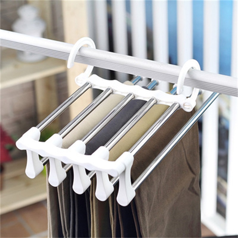 -BCVBFGCXVB Multifunktionshose Schrank Kleiderb/ügel Five In One Racks Hosen Kleiderb/ügel Trockengestelle Tragbare Kleiderst/änder wei/ß