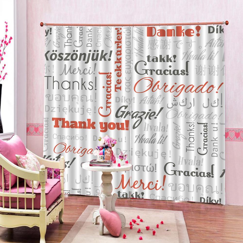 

Customized 3D Curtains English Alphabet Pattern Shower Curtain For European style Print Fabric Bedroom Drapes Decor, As pic