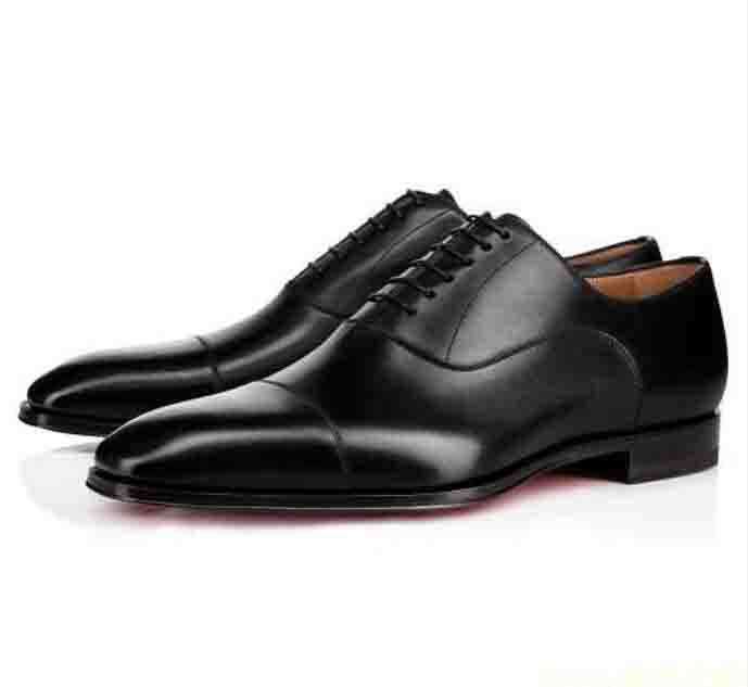 

Hot Sale Bottom Red Shoes Gentleman Party Dress Business Red Sole Greggo Cap Toe Men's Flat Oxford Homme Loafers Shoes Walking 38-47, Black