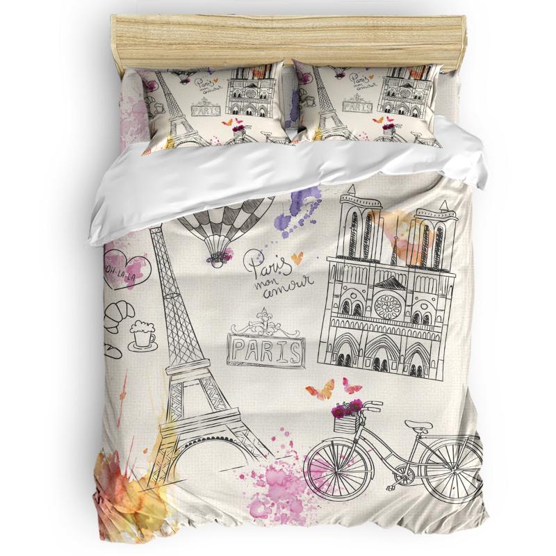 

Elevating Sketch Of The Eiffel Tower Duvet Cover Set 2/3/4pcs Bedding Set Bed Sheet Pillowcases Cover, As pic