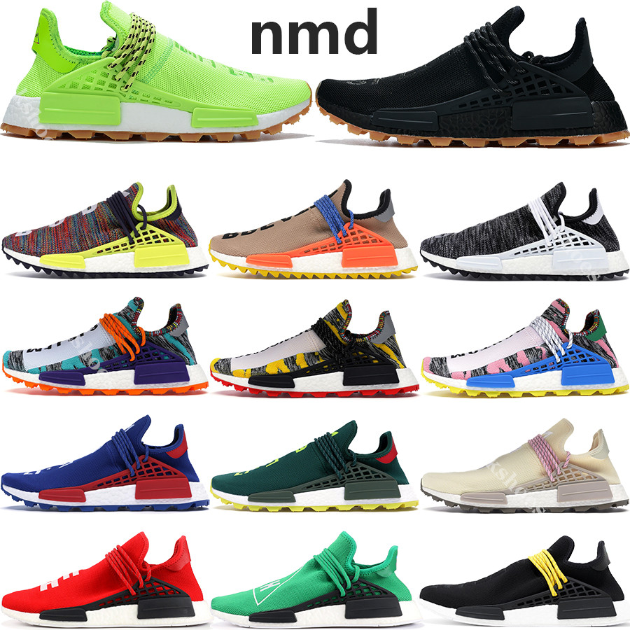 

With Box NMD Pharrell Williams Solar Pack Mother BBC Mens Womens Human Race Running Shoes Pale Nude Nerd Cream Sport Sneakers 36-45