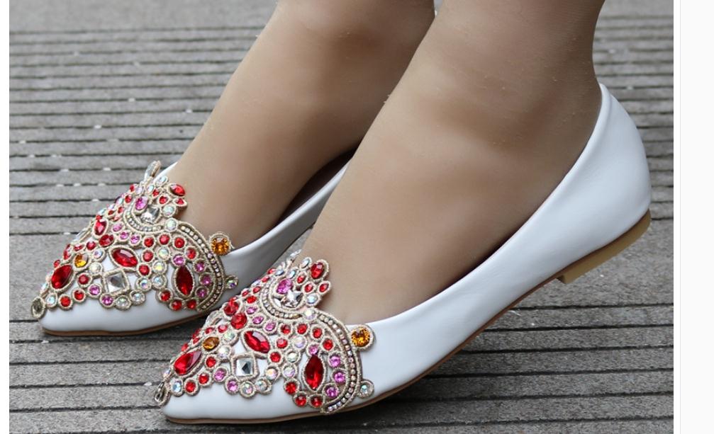 

2019 Women's shoes in Spring and Autumn with New style flat bottom pointed end water drill @OP328, White
