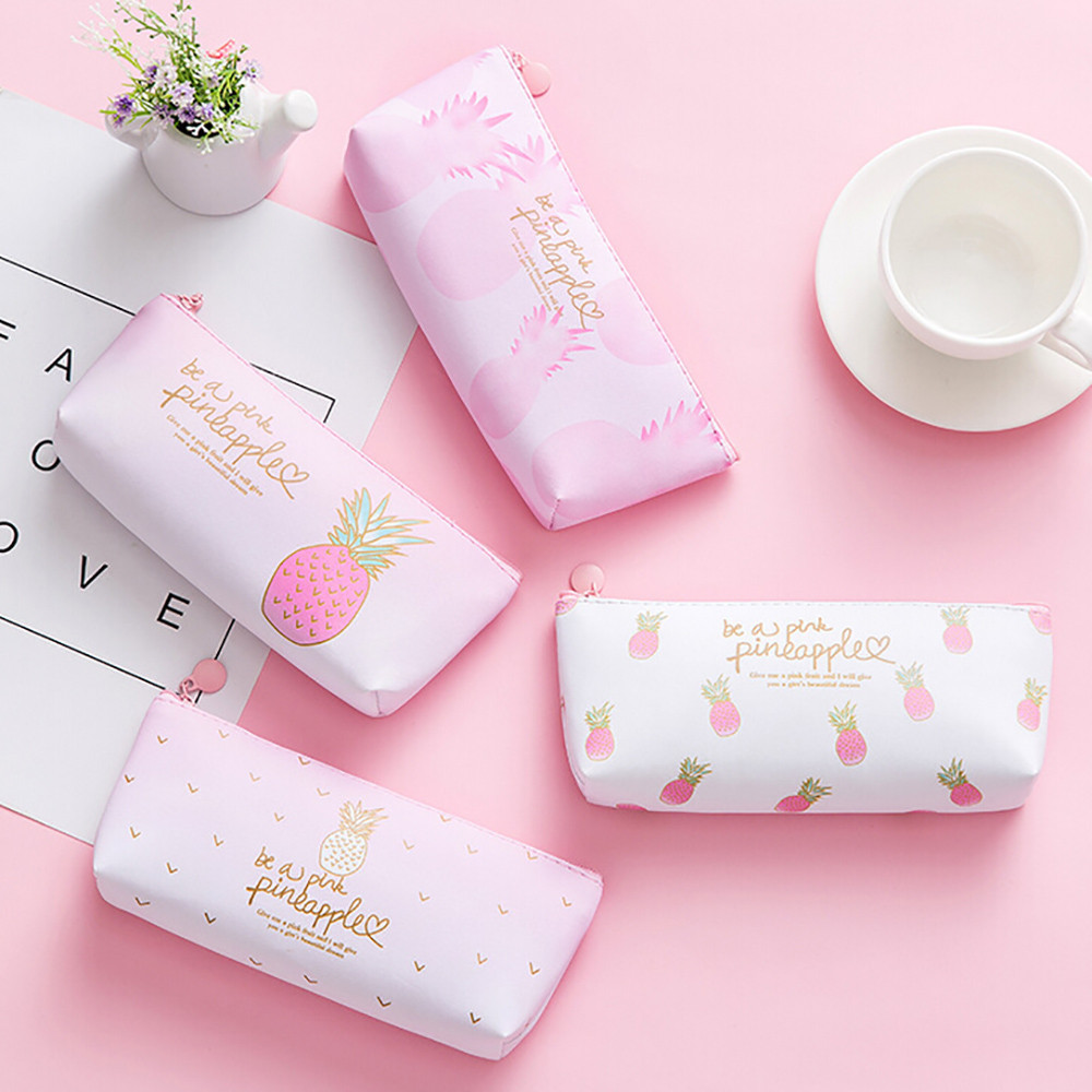 

Pink Pineapple Pen Pencil Case Bag Pouch Storage Box