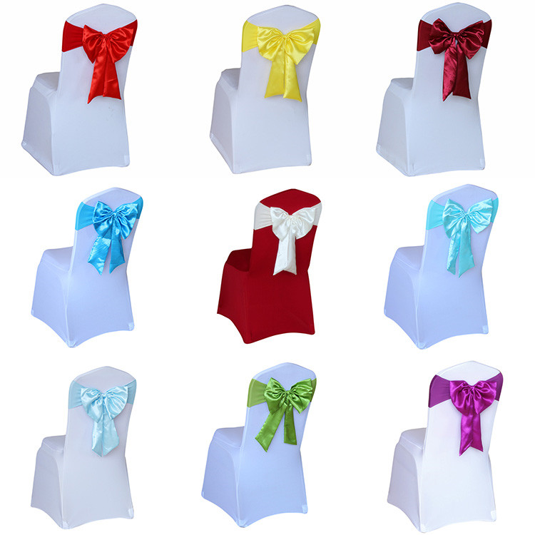 20 Colors Elastic Spandex Chair Sash Bow Satin Chair Sash for Chair Decoration-image-411095449