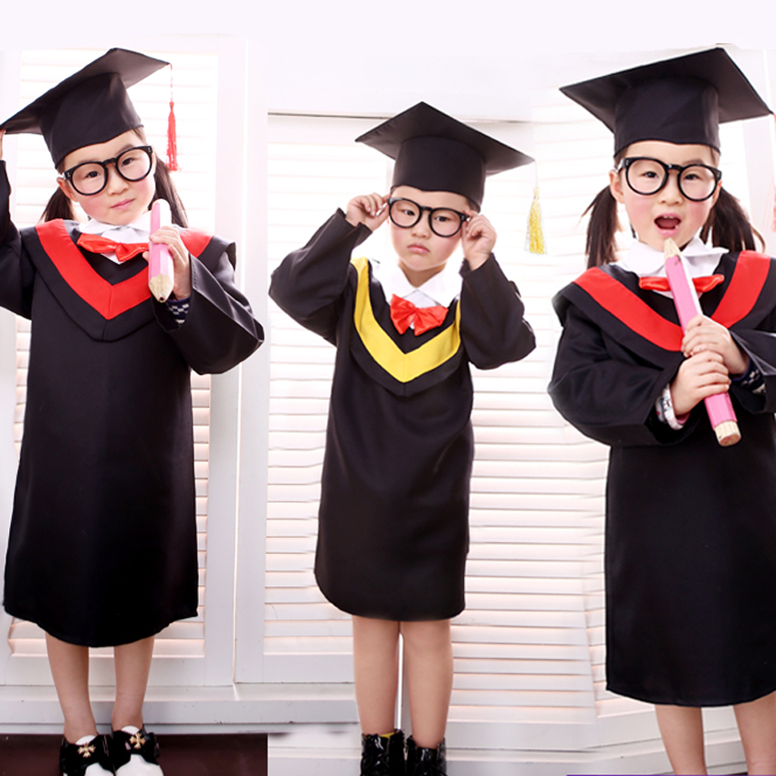 Enfants baccalauréat classe robe filles performance Robe école garçon équipe Porter Kids Party Robe avec Bow Tie bébé Graduation Costume