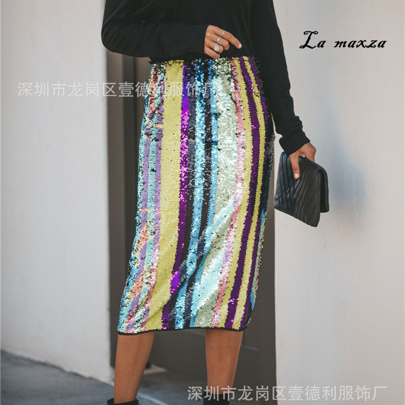 

Plus Size 2020 Women Summer Skirt Sequined Sexy&Club Skirts Womens Fashion Casual Skirt, As pic